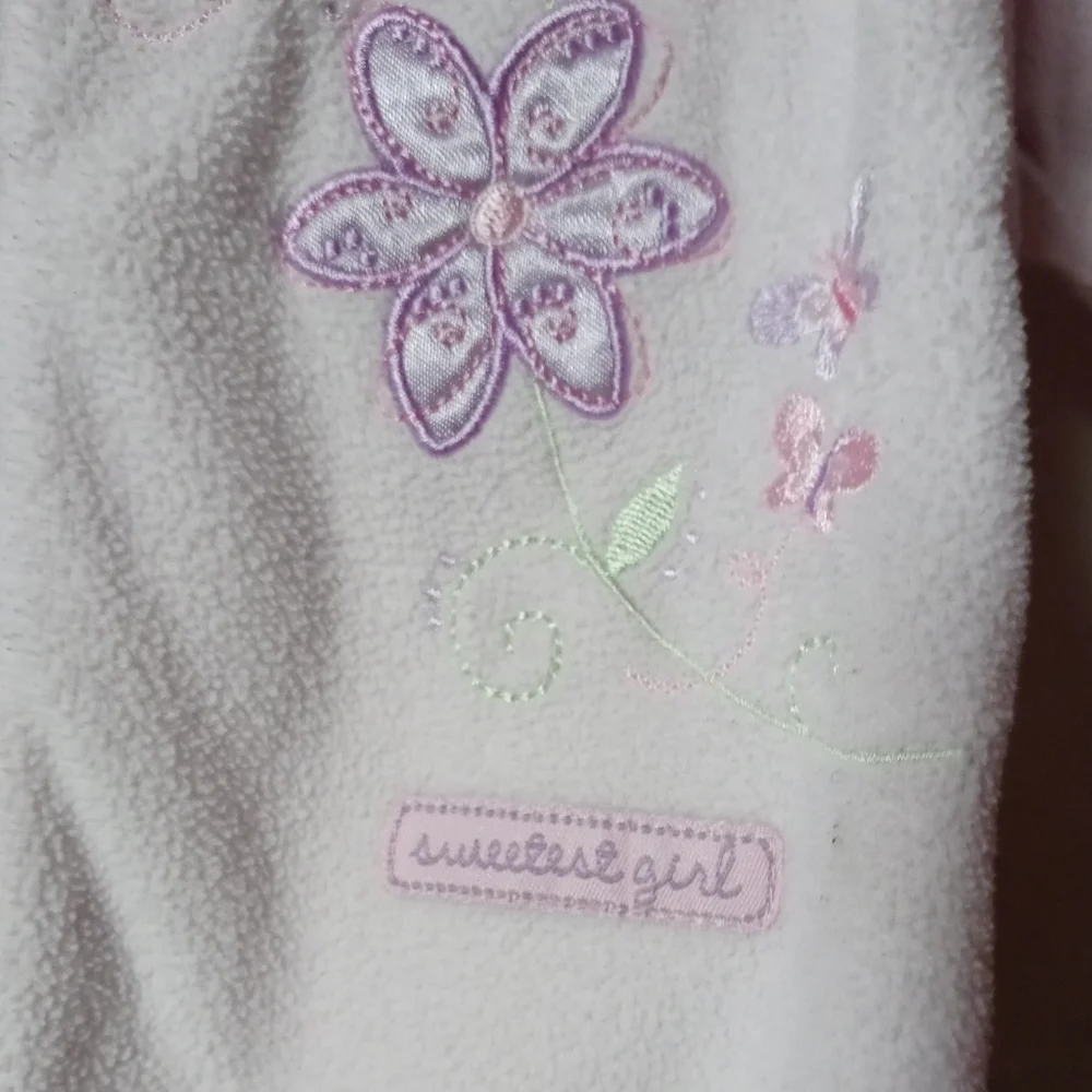 ⭐M4)  Carter’s Just One Year Pink Fleece Footed Sleeper 9M Floral Baby Girl